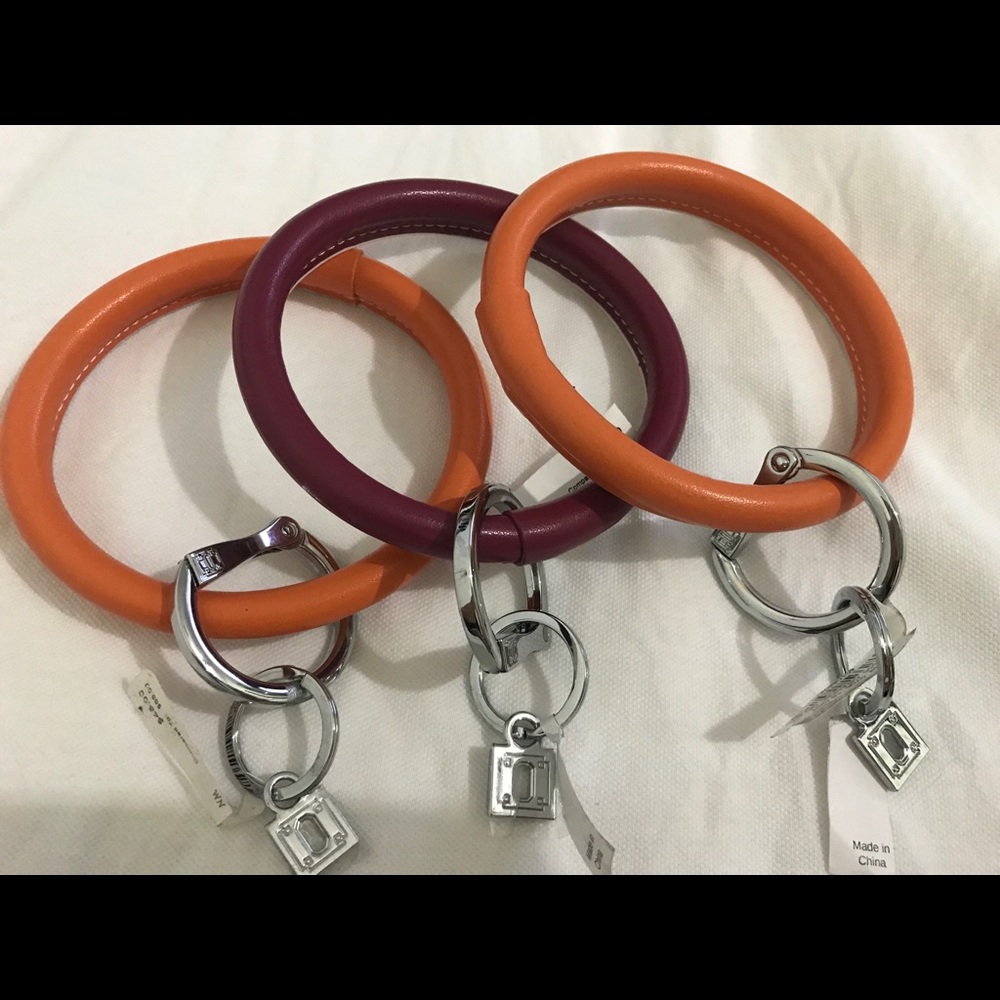 Orange Leather Circle Key Chain by Overture New